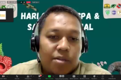 Pembicara Iqrarul Fatah, S.Hut. saat memaparkan materinya dalam acara webinar Nasional “Keanekaragaman Hayati Indonesia: Yang Muda Berbicara” melalui aplikasi zoom pada Sabtu (12/11/2022)
