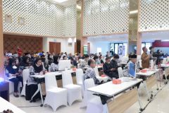 Para tamu undangan yang hadir dalam acara soft launching Asosiasi Pendidikan Metaverse Indonesia di gedung Guru Republik Indonesia, Tanah Abang, Jakarta Pusat, Selasa, 24 Januari 2023