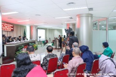 Saat sidang ujian promosi Doktor Sdr. H. Bagus Santoso, M.P. berlangsung di Ruang Seminar Lt. 3 Gedung Menara Unas, Ragunan, Rabu, 1 Maret 2023