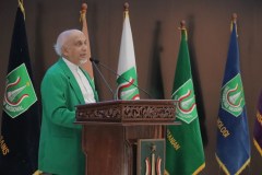 Ketua Pembina Dr. Muhammad Noer, M.A. saat memberikan sambutan dalam acara Dies Natalis UNAS ke 72 di Auditorium pada Selasa 19 Oktober 2021