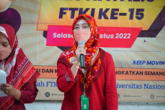 Sambutan Dekan FTKI, Dr. Septi Andryana, S.Kom., MMSI. dalam pembukaan Dies Natalis FTKI