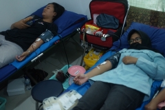 Peserta donor darah saat mendonorkan darahnya