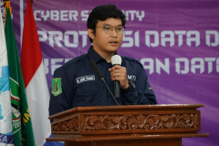 Ketua Pelaksana Muhammad Agung Pramana saat memberikan sambutan dalam acara Webinar Cyber Security “Proteksi Data dari Kebocoran Data” pada Sabtu 23 Juli 2022 di Ruang Aula