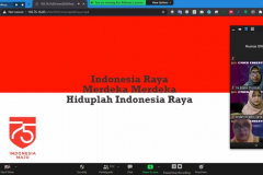 Saat menyanyikan Indonesia raya pada kegiatan Cyber Education 5.0 10 Maret 2021