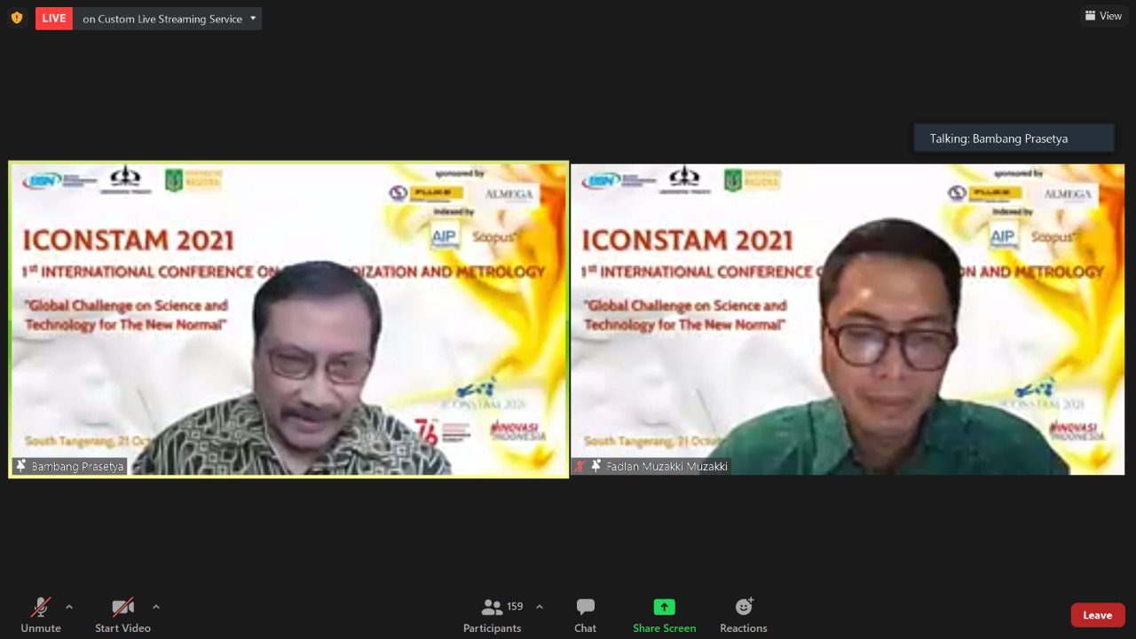 Prof. Dr. Ir. Bambang Prasetya, M.Sc. dari National Standardization Agency of Indonesia (BSN)  sedang mempresentasikan materinya dalam International Conference on Standardization and Metrology (ICONSTAM) 2021  yang dihelat secara virtual, pada Kamis, 21  Oktober 2021.