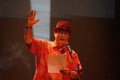 Pembacaan puisi oleh Assc. Prof. Drs. Firdaus Syam, Ph.D. (Wakil Direktur Sekolah Pascasarjana Universitas Nasional) di ruang teater Taman Ismail Marzuki, Cikini, Jakarta, Senin (10/10)
