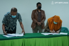 Penandatanganan Perjanjian Kerja Sama (PKS) antara Fakultas Ilmu Kesehatan dengan Dinas Kesehatan Kepulauan Tanimbar pada Kamis, (8/10) di gedung menara dua Unas, Ragunan, Jakarta.