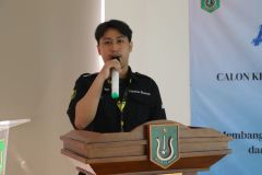 Sambutan kedua oleh Takwa Wirawan selaku Ketua Umum Himaksi Periode 2023-2024, di Ruang Seminar Blok 1 Lt.3, Rabu (8/11)