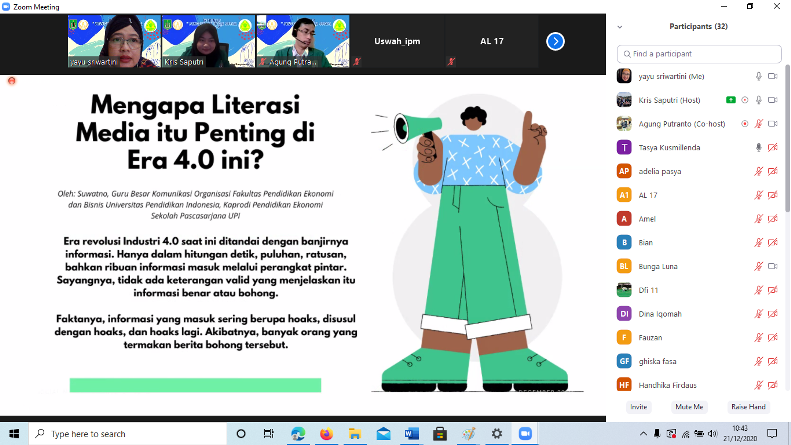 Prodi Ilmu Komunikasi juga melakukan literasi media digital di era 4.0 pada siswa-siswi Madrasah Aliyah Mu'allimin Muhammadiyah, Tebet, Jakarta Selatan
