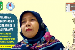 Ketua Kurikulum Asosiasi Institusi Pendidikan Ners Indonesia (AIPNI) Jakarta, Dr. Irna Nursanti M.Kep., SP. Mat. dalam kegiatan Pelatihan preceptorship yang dilakukan secara Online pada 22 hingga 23 Januari 2021