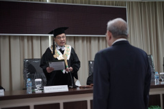 Pelantikan Promovendus Kamarul Zaman Rambe sebagai doktor oleh Promotor Prof. Dr. Maswadi Rauf, M.A.  pada Rabu, 30 Maret 2022 di Ruang Seminar Lantai 3