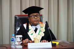Ketua Sidang Prof. Dr. Eko Sugiyanto, M.Si. saat memimpin jalannya sidang promosi doktor atas nama Sdri. Susianah