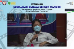 Ketua Umum ATVLI, Bambang Santoso sedang memberikan materinya dalam kegiatan Sosialisasi Budaya Sensor Mandiri, secara hybrid, pada Rabu, 10 November 2021.