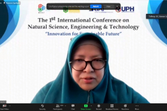Ketua LPPM Unas, Dr. Ir. Nonon Saribanon, M.Si. sedang memberikan sambutannya dalam pembukaan kegiatan The 1st International Conference on Natural Science, Engineering& Technology, pada Rabu, 6 Oktober 2021.