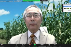 Pembicara dalam kegiatan, Prof. Dr. Agric. Sci. Toshiaki Umezawa dari Kyoto University sedang memberikan materinya dalam The 1st International Conference on Natural Science, Engineering& Technology, pada Rabu, 6 Oktober 2021.