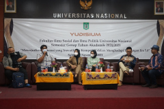 Saat sesi talkshow berlangsung Yudisium Fakultas Ilmu Sosial dan Ilmu Politik Semester Genap Tahun Akademik 2020/2021 Sabtu, 13 November 2021