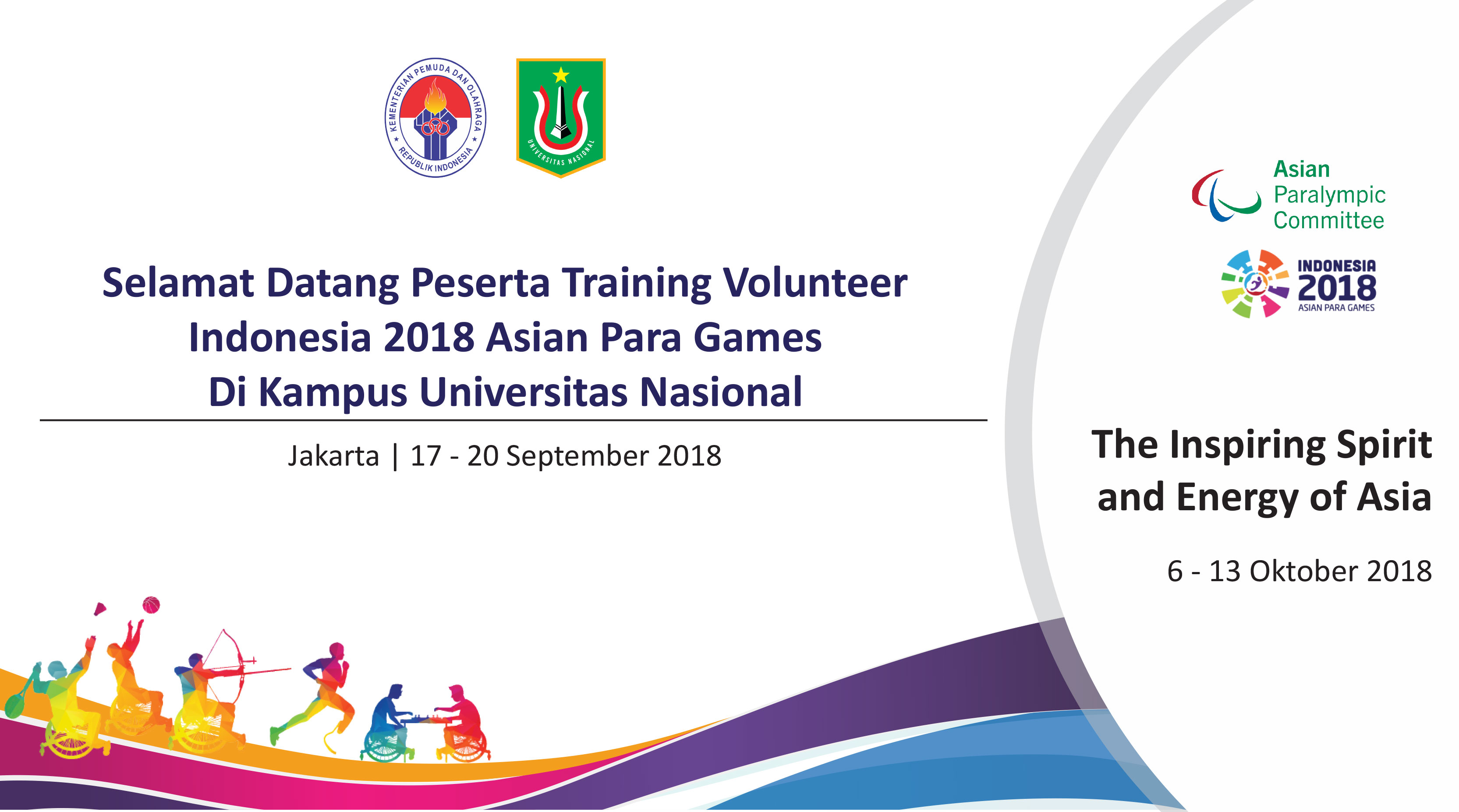 Training Volunteer Indonesia 2018 Asian Para Games di Kampus Universitas Nasional