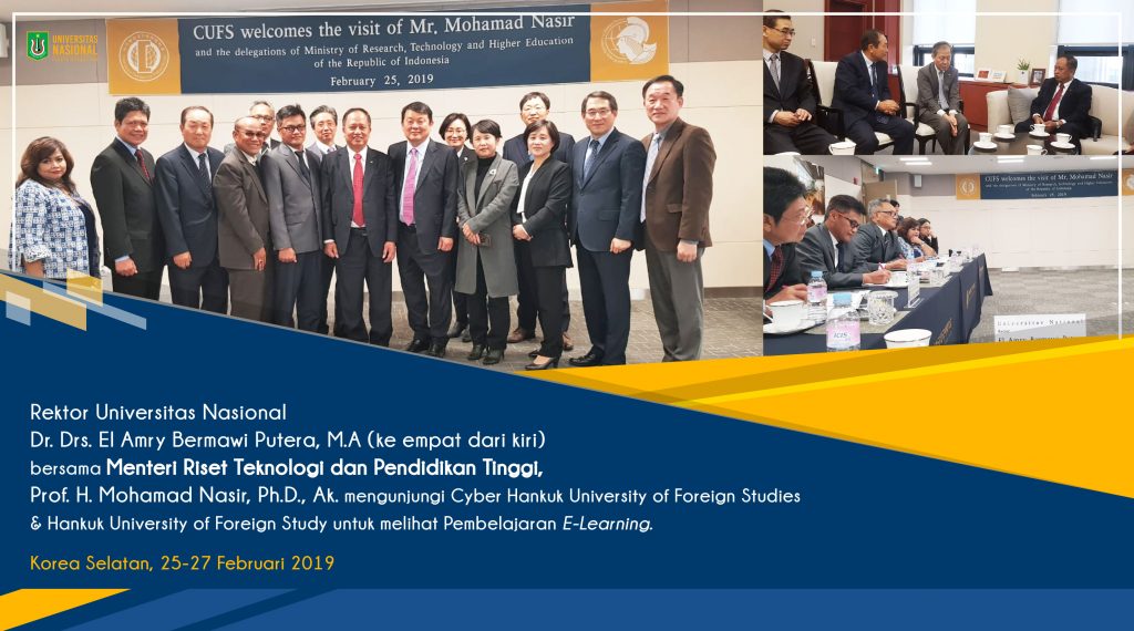 Kunjungan Rektor Universitas Nasional bersama MENRISTEK DIKTI Ke Cyber Hankuk University of Foreign Studies