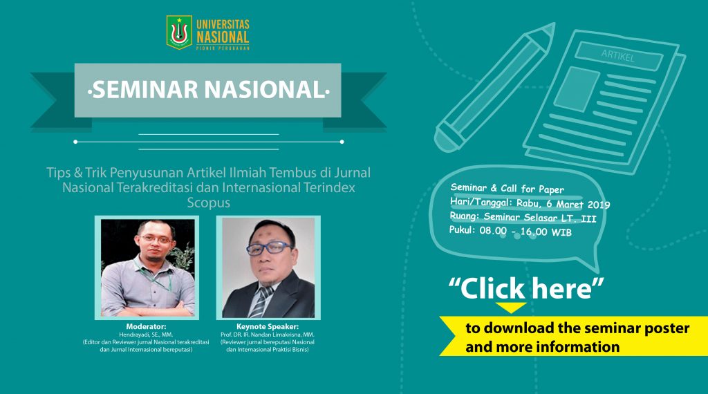 Seminar Nasional Tips & Trik Penyusunan Artikel Ilmiah Tembus di Jurnal Nasional Terakreditasi dan Internasional Terindex Scopus