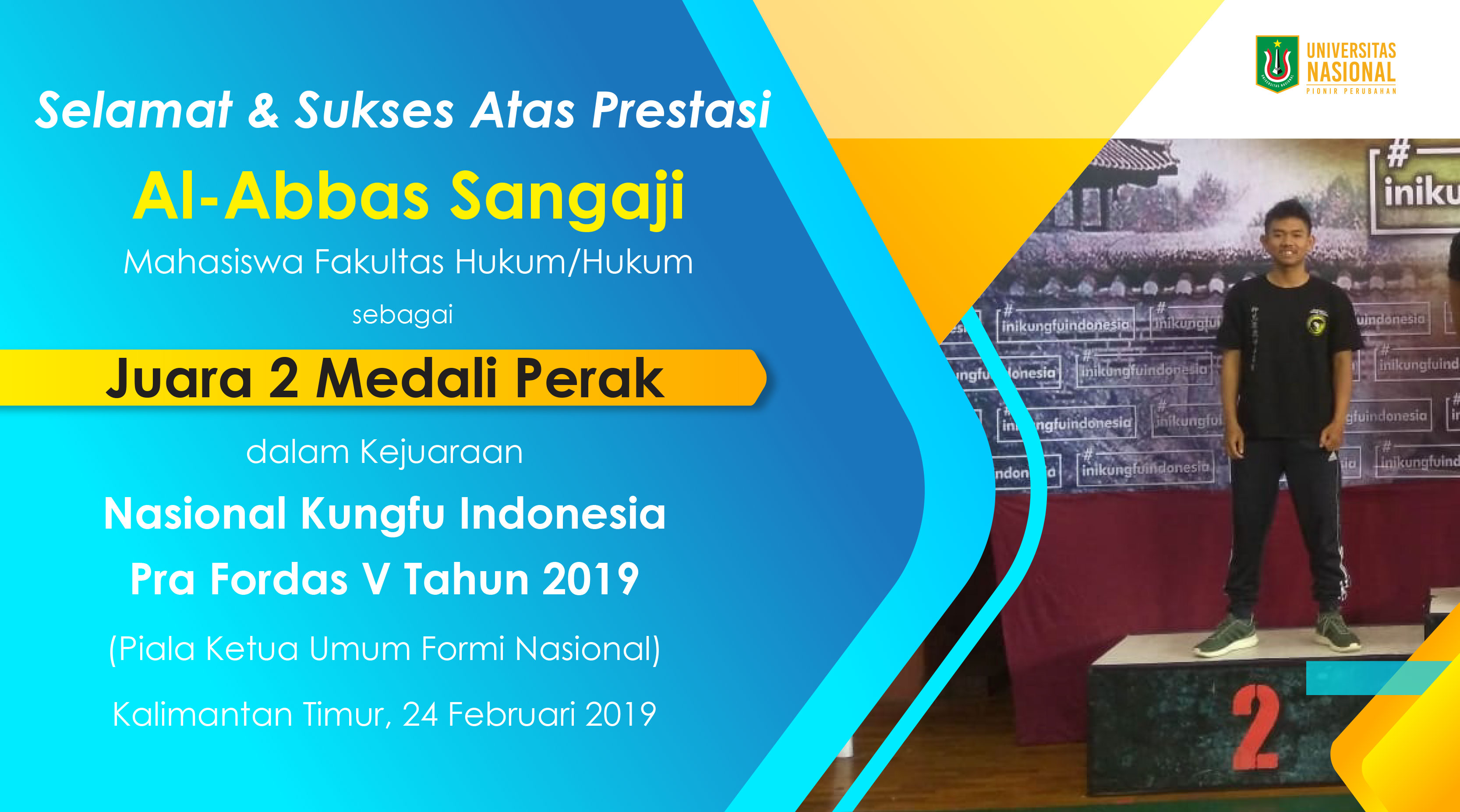 Prestasi Mahasiswa dalam Nasional Kungfu Indonesia Pra Fordas V Tahun 2019
