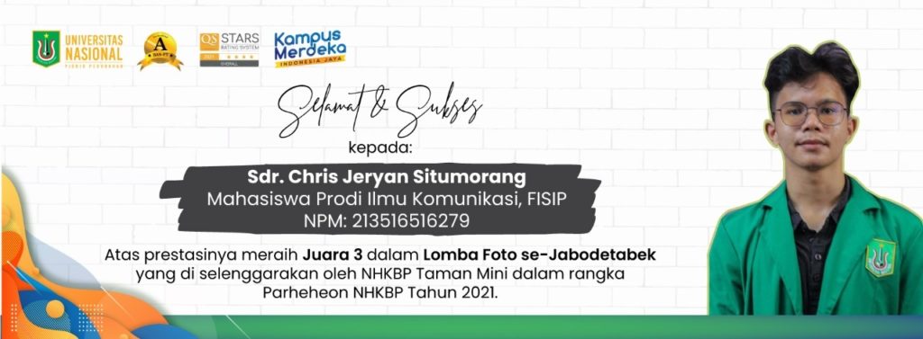 Selamat & Sukses kepada Sdr. Chris Jeryan Situmorang Mahasiswa Prodi Ilmu Komunikasi, FISIP