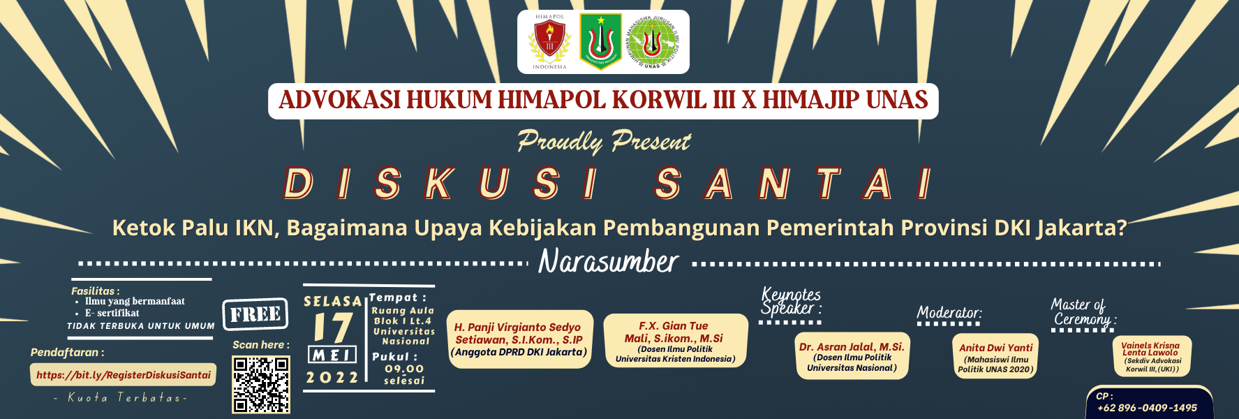 Diskusi Santai Advokasi Hukum HIMAPOL Indonesia KORWIL III x HIMAJIP UNAS