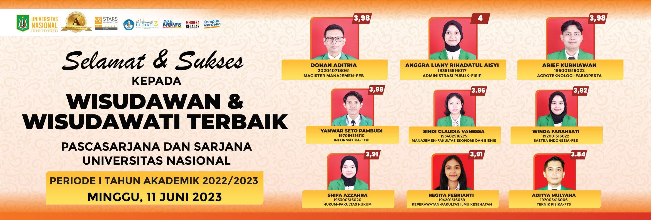Wisudawan dan Wisudawati terbaik UNAS Periode I T.A. 2022/2023