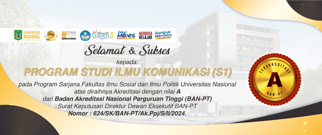 Selamat & Sukses Kepada Program Studi Ilmu Komunikasi (S1) Atas Diraihnya Akreditasi Dengan Nilai “A”